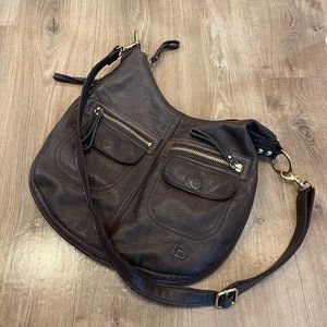 Large brown Botkier cross-body saddle bag purse